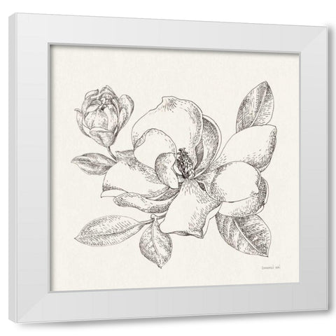 Flower Sketches II White Modern Wood Framed Art Print by Nai, Danhui