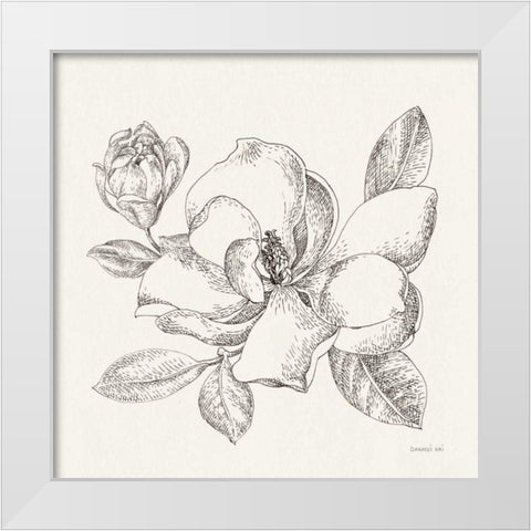 Flower Sketches II White Modern Wood Framed Art Print by Nai, Danhui