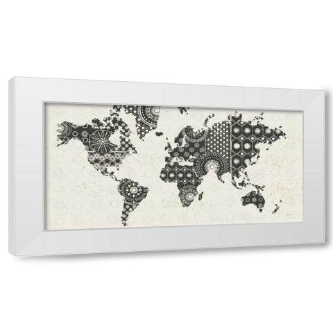 Kami Map - No Border White Modern Wood Framed Art Print by Lovell, Kathrine