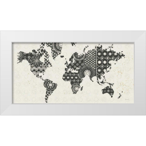 Kami Map - No Border White Modern Wood Framed Art Print by Lovell, Kathrine