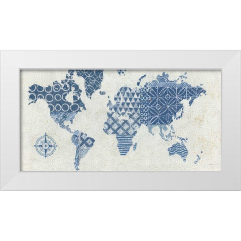 Indigo Gild Map Maki - No Border White Modern Wood Framed Art Print by Lovell, Kathrine