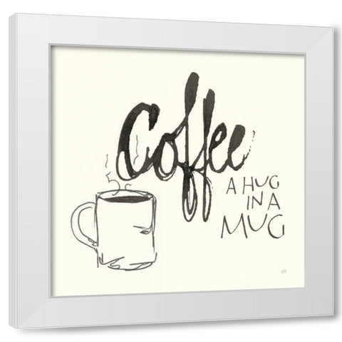 Coffee Sayings V White Modern Wood Framed Art Print by Paschke, Chris