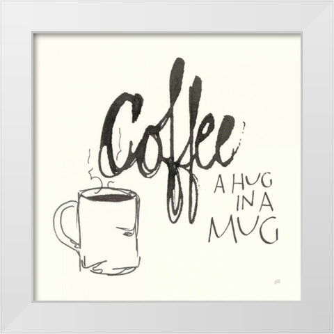 Coffee Sayings V White Modern Wood Framed Art Print by Paschke, Chris