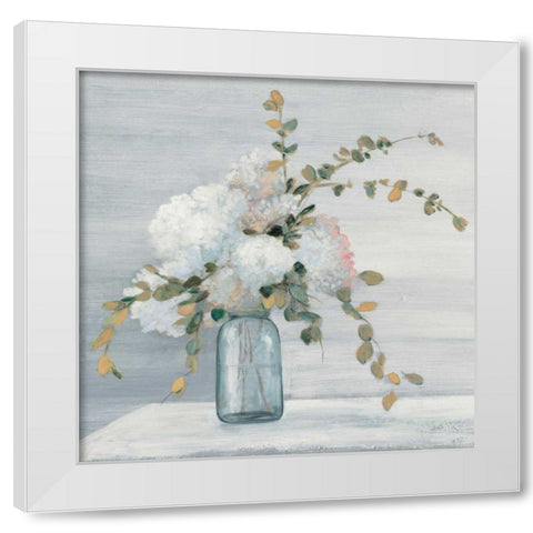 Morning Bouquet Blue Gray Crop White Modern Wood Framed Art Print by Purinton, Julia