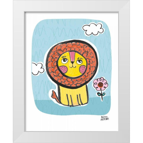 Wild About You Lion White Modern Wood Framed Art Print by Averinos, Melissa