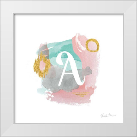 Abstract Monogram A White Modern Wood Framed Art Print by Zaman, Farida