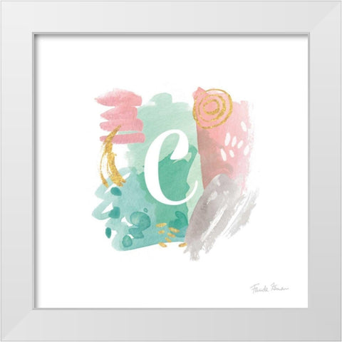 Abstract Monogram C White Modern Wood Framed Art Print by Zaman, Farida