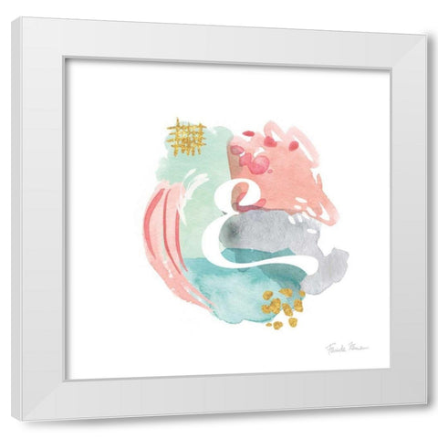 Abstract Monogram E White Modern Wood Framed Art Print by Zaman, Farida
