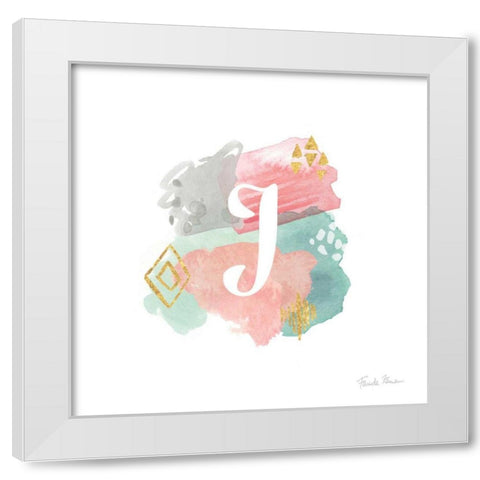 Abstract Monogram J White Modern Wood Framed Art Print by Zaman, Farida