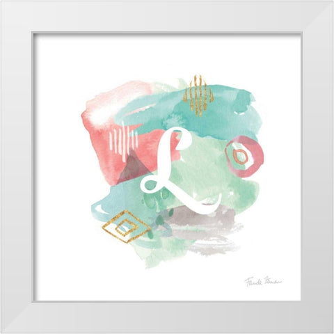 Abstract Monogram L White Modern Wood Framed Art Print by Zaman, Farida