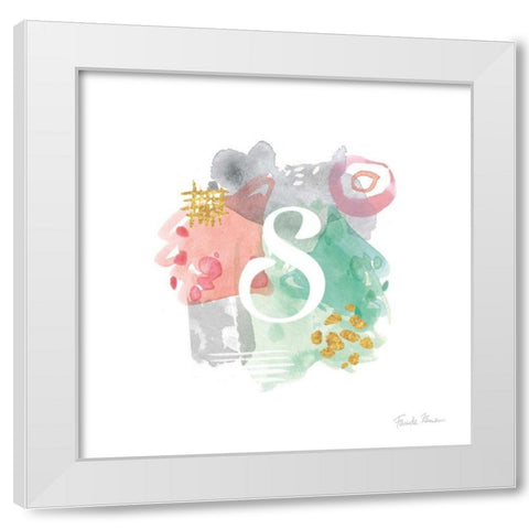 Abstract Monogram S White Modern Wood Framed Art Print by Zaman, Farida