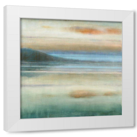 Coastal Sunset White Modern Wood Framed Art Print by Nai, Danhui