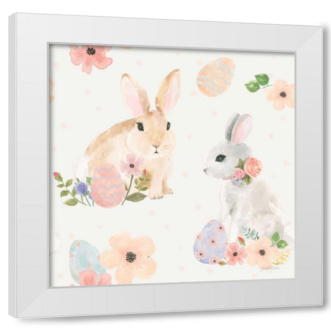 Spring Sentiments Pattern IIIB Eggs White Modern Wood Framed Art Print by Jackson, Jenaya