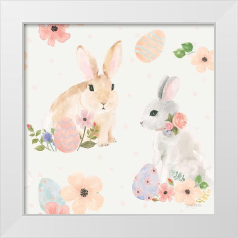 Spring Sentiments Pattern IIIB Eggs White Modern Wood Framed Art Print by Jackson, Jenaya