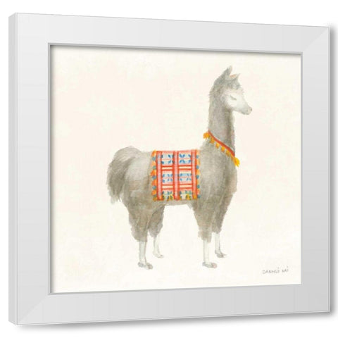 Festive Llama I White Modern Wood Framed Art Print by Nai, Danhui