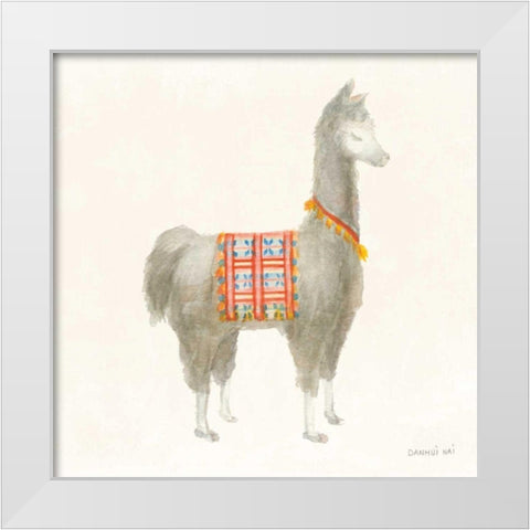 Festive Llama I White Modern Wood Framed Art Print by Nai, Danhui