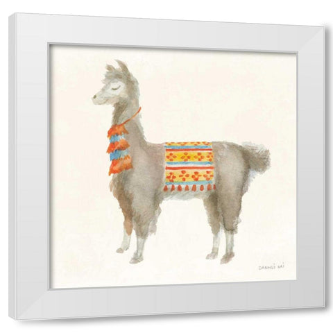 Festive Llama II White Modern Wood Framed Art Print by Nai, Danhui