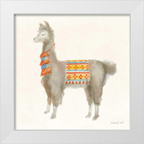 Festive Llama II White Modern Wood Framed Art Print by Nai, Danhui