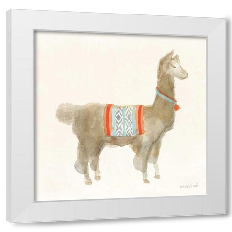 Festive Llama III White Modern Wood Framed Art Print by Nai, Danhui
