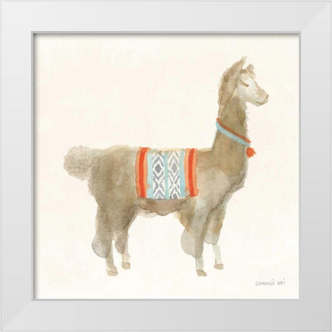 Festive Llama III White Modern Wood Framed Art Print by Nai, Danhui