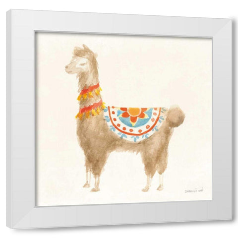 Festive Llama IV White Modern Wood Framed Art Print by Nai, Danhui