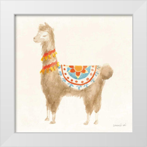 Festive Llama IV White Modern Wood Framed Art Print by Nai, Danhui