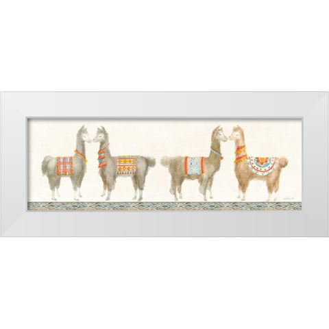 Festive Llama V White Modern Wood Framed Art Print by Nai, Danhui