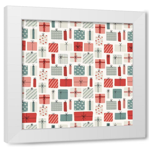Christmas Village Pattern III White Modern Wood Framed Art Print by Marshall, Laura
