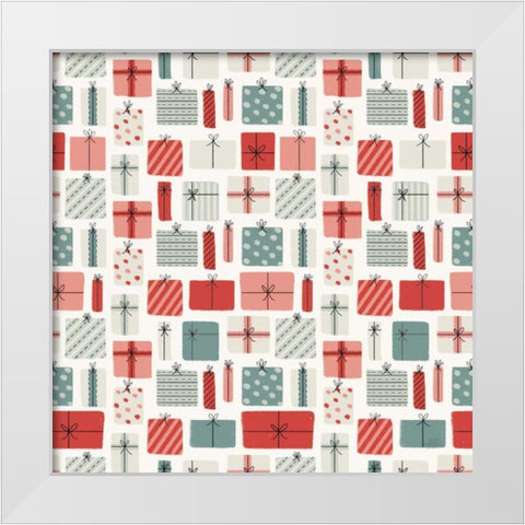 Christmas Village Pattern III White Modern Wood Framed Art Print by Marshall, Laura