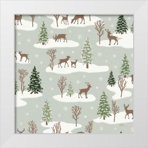 Christmas Village Pattern VI White Modern Wood Framed Art Print by Marshall, Laura