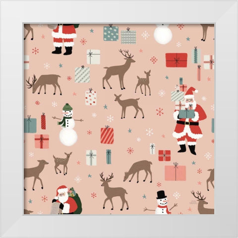 Christmas Village Pattern VIIIA White Modern Wood Framed Art Print by Marshall, Laura