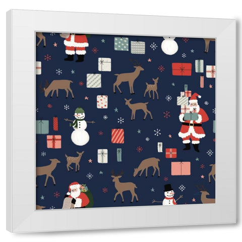 Christmas Village Pattern VIIIB White Modern Wood Framed Art Print by Marshall, Laura