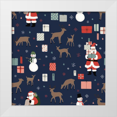 Christmas Village Pattern VIIIB White Modern Wood Framed Art Print by Marshall, Laura