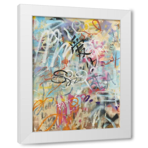 Graffiti Love White Modern Wood Framed Art Print by Nai, Danhui