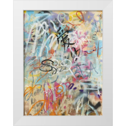 Graffiti Love White Modern Wood Framed Art Print by Nai, Danhui