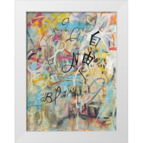 Graffiti Freedom White Modern Wood Framed Art Print by Nai, Danhui