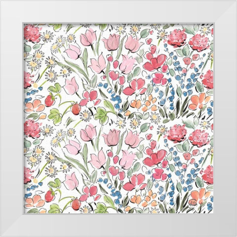 Springtime Pattern V White Modern Wood Framed Art Print by Brissonnet, Daphne