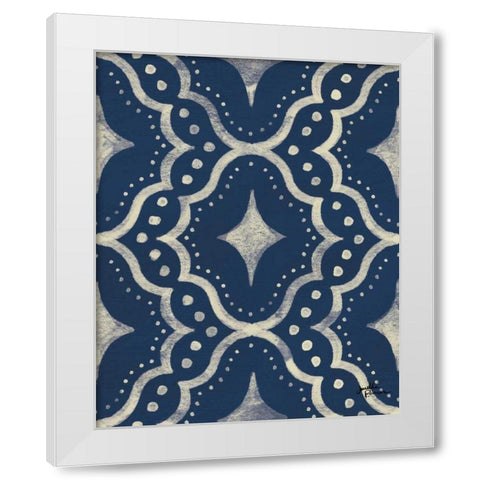 Blue Botanical Pattern IVA White Modern Wood Framed Art Print by Penner, Janelle