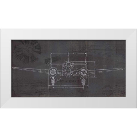 Plane Blueprint IV Wings White Modern Wood Framed Art Print by Fabiano, Marco