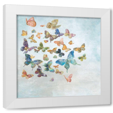 Beautiful Butterflies v3 Sq Light White Modern Wood Framed Art Print by Nai, Danhui