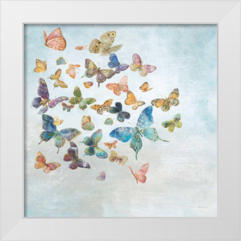 Beautiful Butterflies v3 Sq Light White Modern Wood Framed Art Print by Nai, Danhui