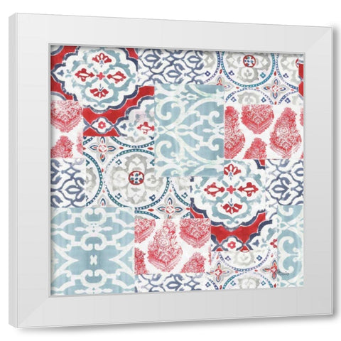 Bazaar Patchwork Pattern I White Modern Wood Framed Art Print by Pela Studio