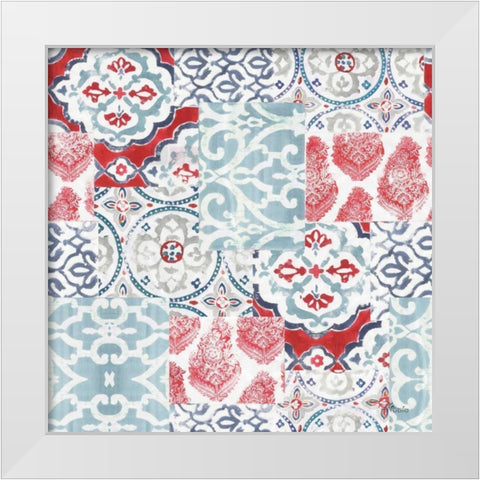 Bazaar Patchwork Pattern I White Modern Wood Framed Art Print by Pela Studio