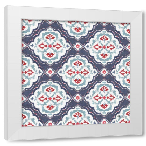 Bazaar Patchwork Pattern IIB White Modern Wood Framed Art Print by Pela Studio
