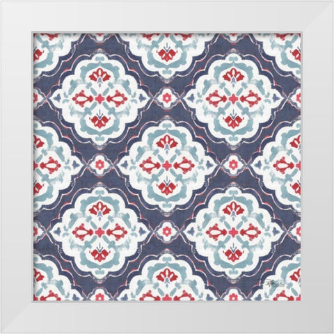 Bazaar Patchwork Pattern IIB White Modern Wood Framed Art Print by Pela Studio