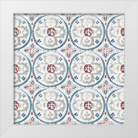 Bazaar Patchwork Pattern III White Modern Wood Framed Art Print by Pela Studio