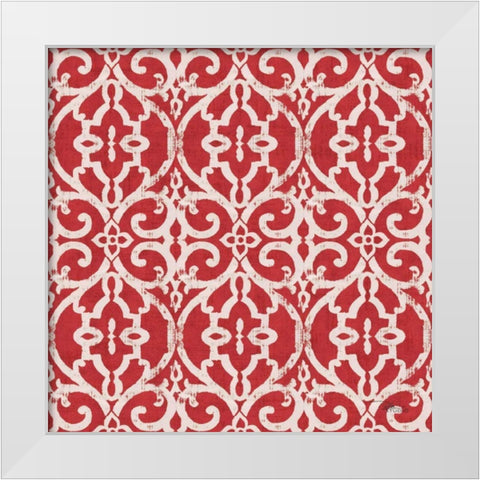 Bazaar Patchwork Pattern IVA White Modern Wood Framed Art Print by Pela Studio