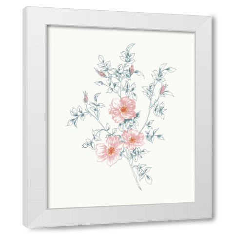 Flowers on White II Contemporary Bright White Modern Wood Framed Art Print by Wild Apple Portfolio
