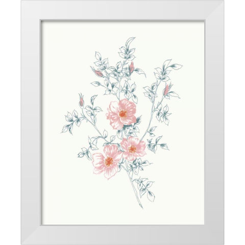 Flowers on White II Contemporary Bright White Modern Wood Framed Art Print by Wild Apple Portfolio