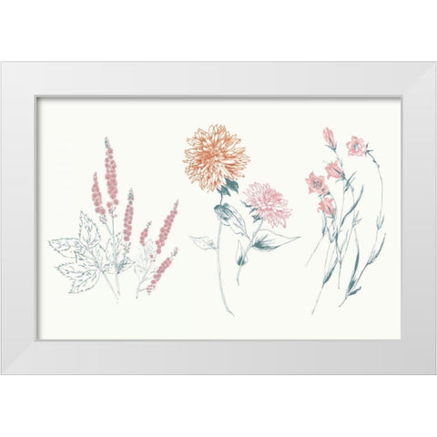 Flowers on White VIII Contemporary Bright White Modern Wood Framed Art Print by Wild Apple Portfolio